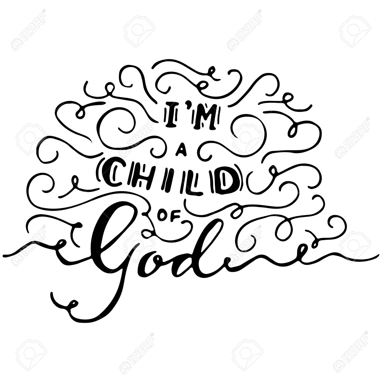I Am Child Of God Calligraphy Nursery Lettering Design Black Royalty Free Cliparts Vectors And Stock Illustration Image
