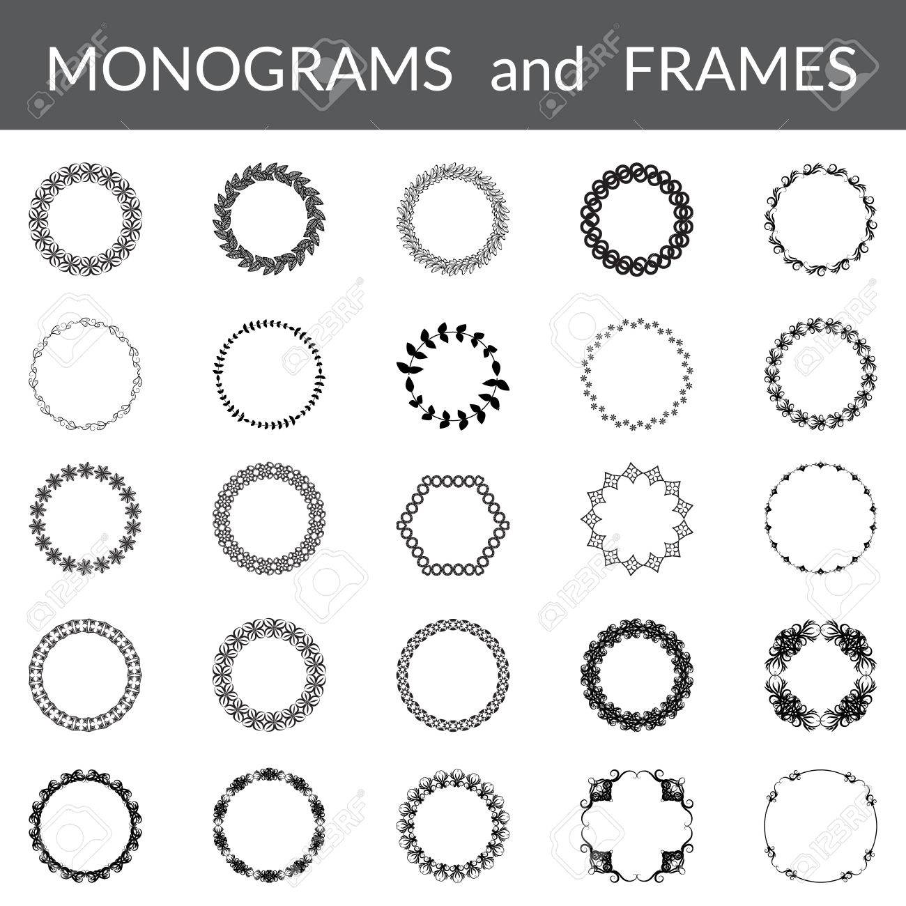 Download Floral Abstract Frames Set Monogram Templates Collection Black Royalty Free Cliparts Vectors And Stock Illustration Image 57426188