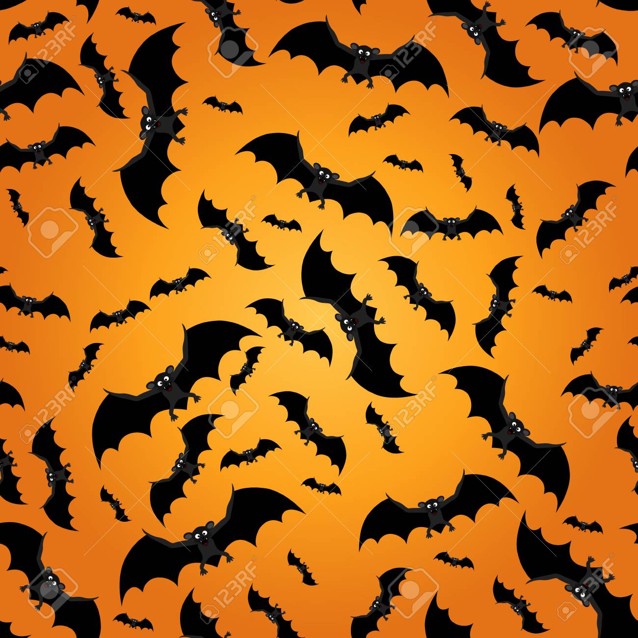 Seamless Pattern With Bats Black Bats On Orange Background Background For Halloween Vector Illustration Royalty Free Cliparts Vectors And Stock Illustration Image