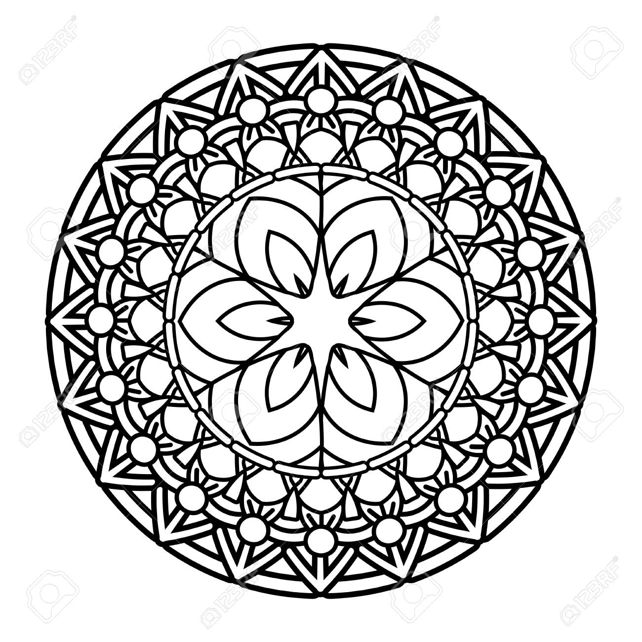 Flower Mandala Vector Illustration Adult Coloring Page Circular Royalty Free Cliparts Vectors And Stock Illustration Image 110291905