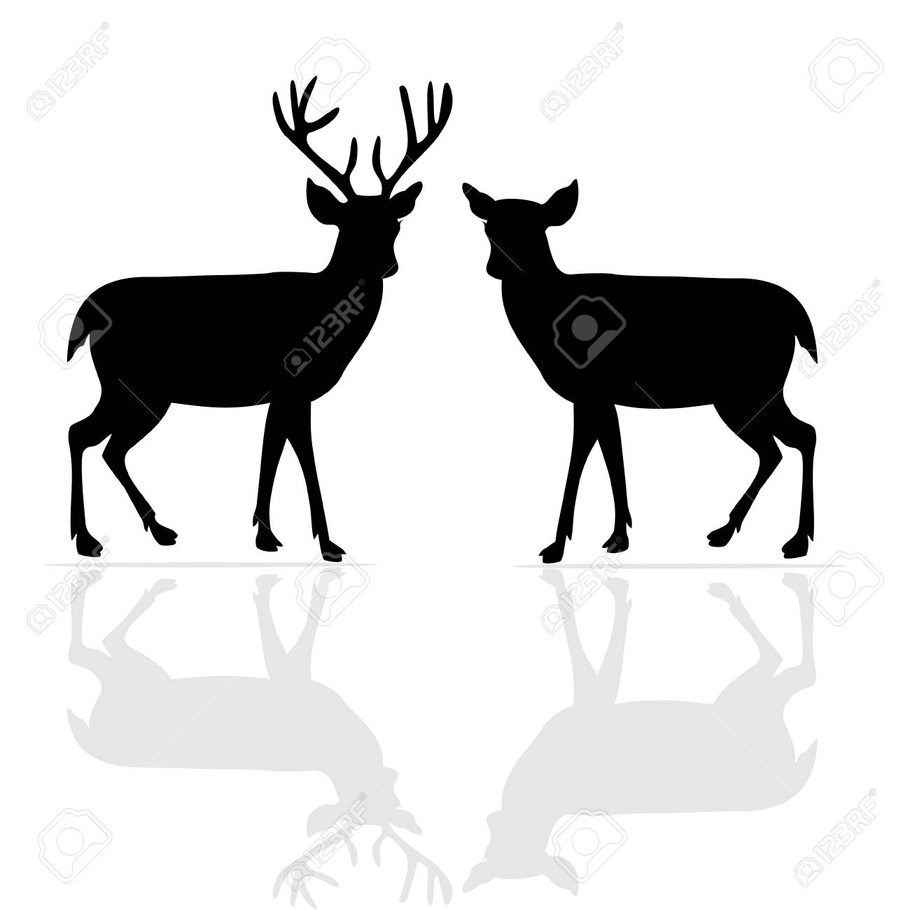 白い背景 ベクトル イラストのシルエット鹿のイラスト素材 ベクタ Image