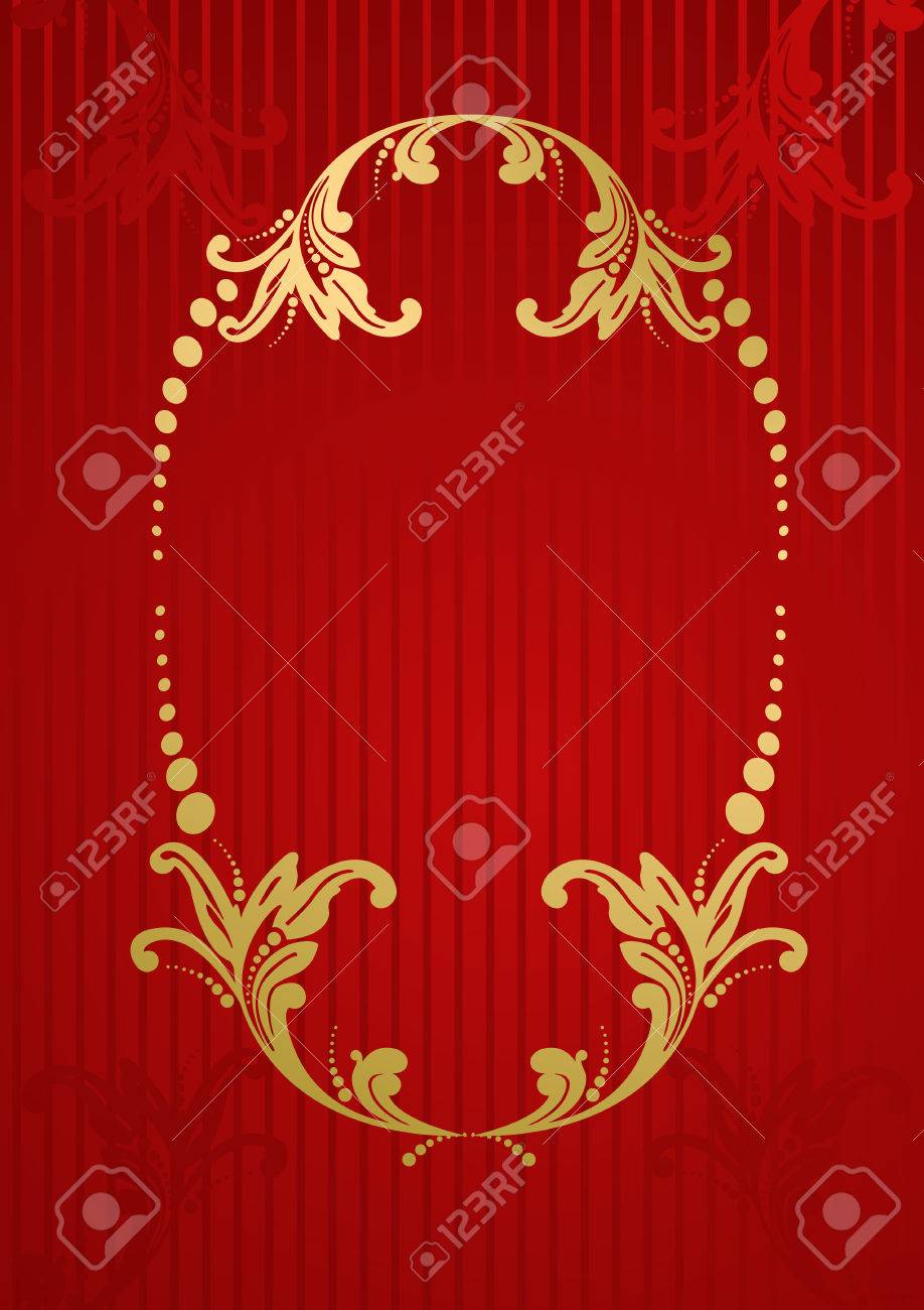 金の花のフレームと赤いベクトル ロイヤル壁紙 のイラスト素材 ベクタ Image