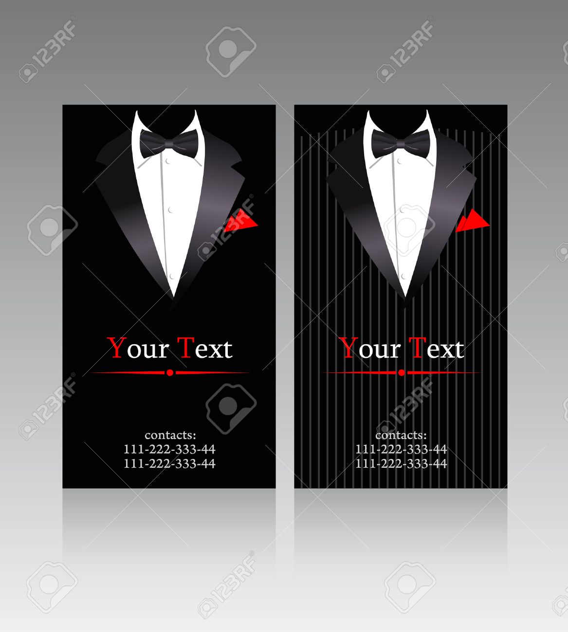 tarjetas de presentación con elegantes trajes para hombres de