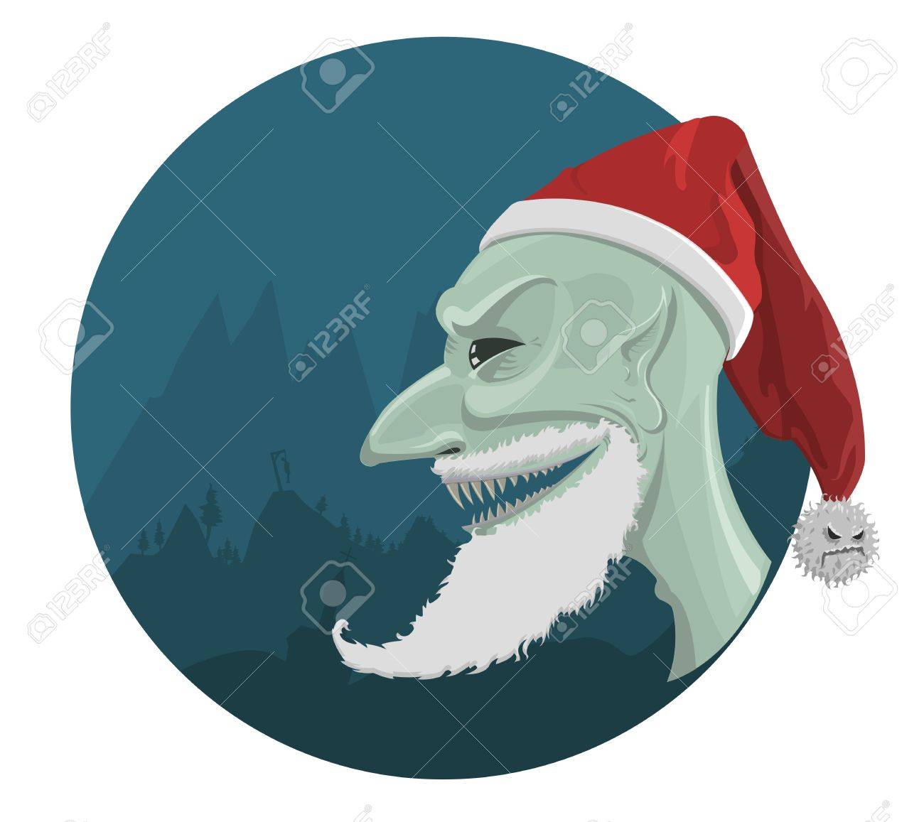 邪悪なサンタ クロースのホラーの背景を持つ赤い帽子 のイラスト素材 ベクタ Image 邪悪なサンタ クロースのホラーの背景を持つ赤い帽子 のイラスト素材 ベクタ Image