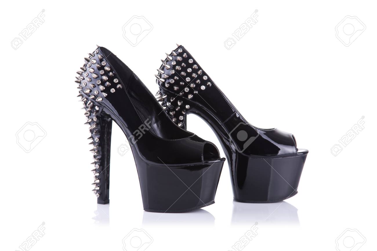 Sobre De Tacón Fondo Blanco Estilo Zapatos PicosAisladas Alto Negro Fetiche Con 3TFJ1Kcl