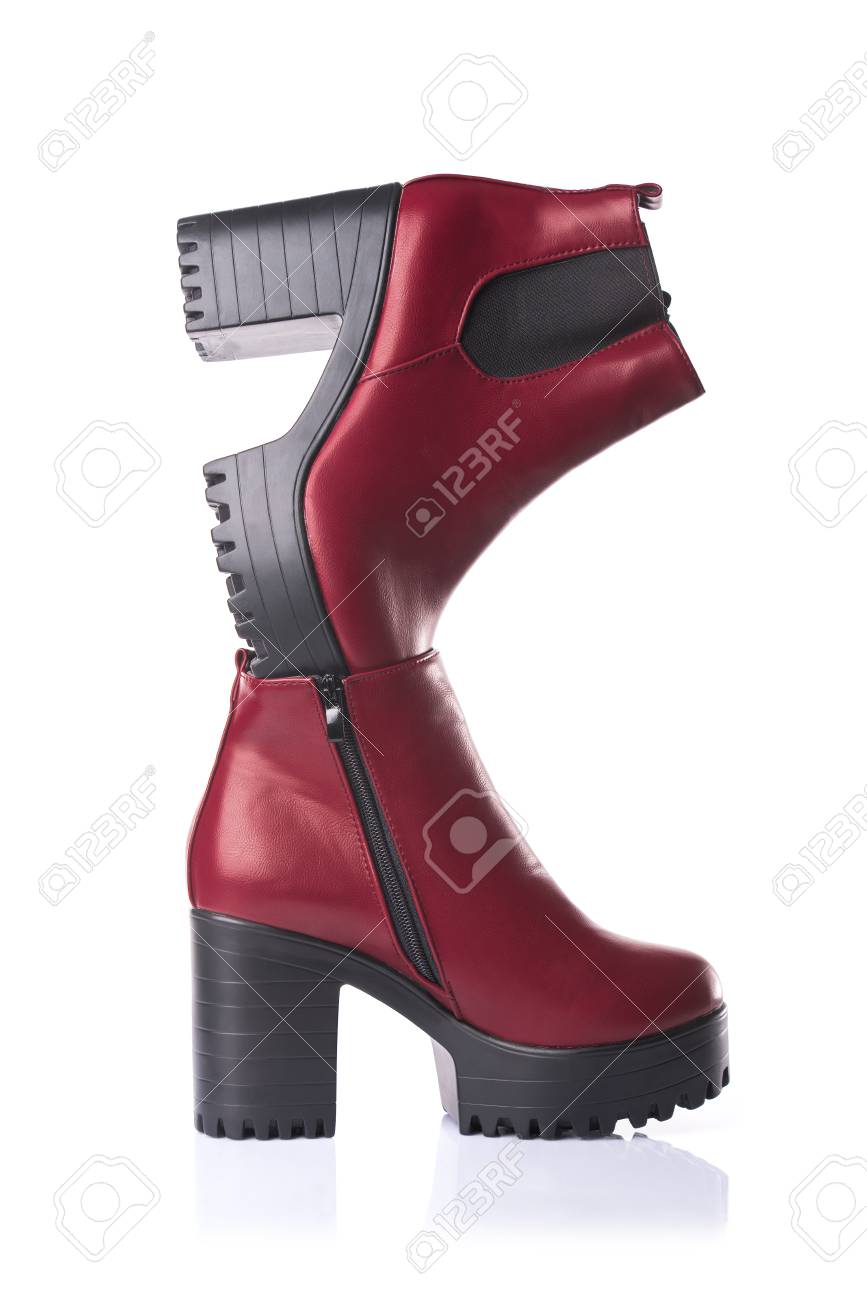 dark red ankle boots