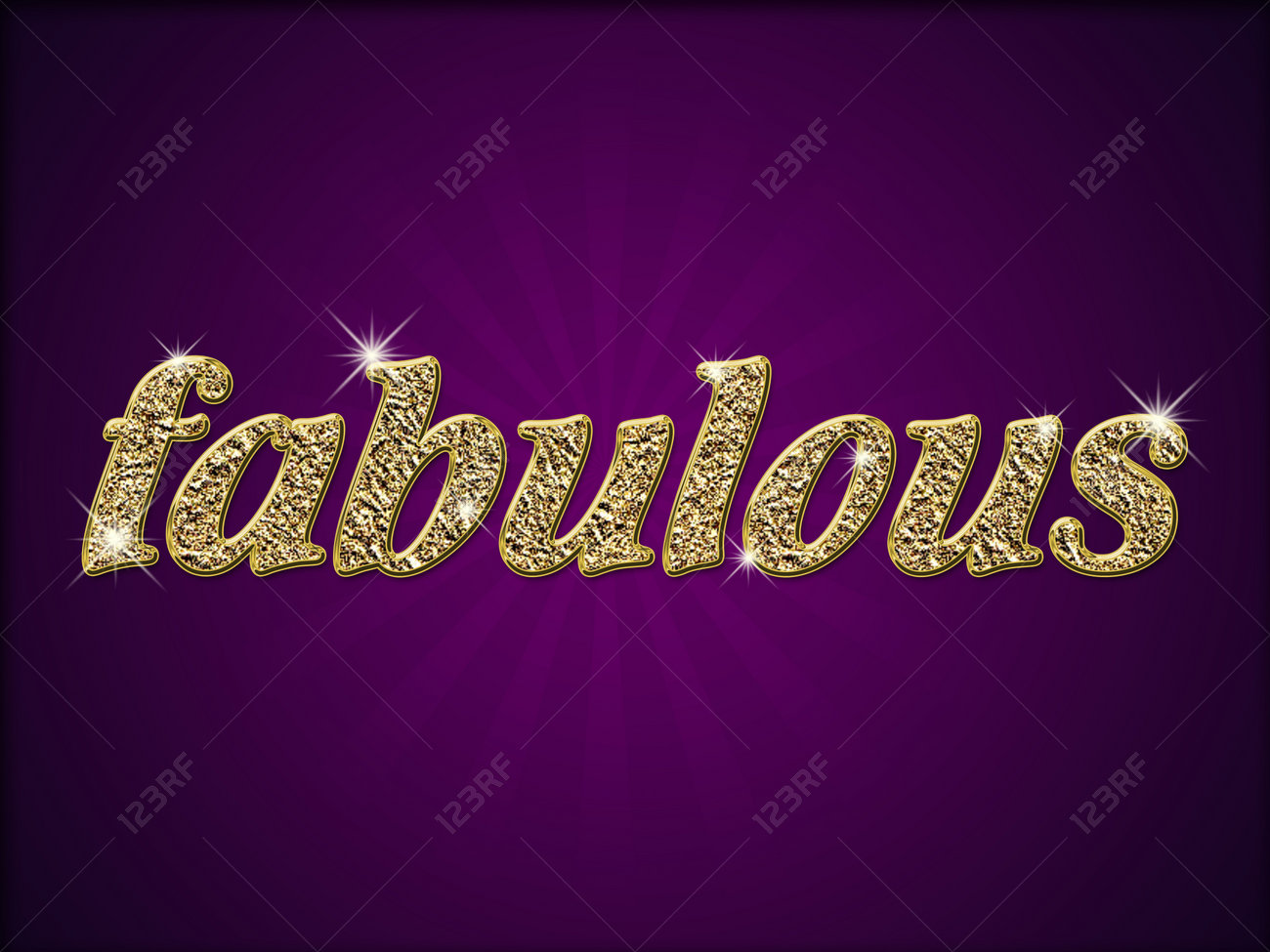 word fabulous in gold style on purple background stock photo