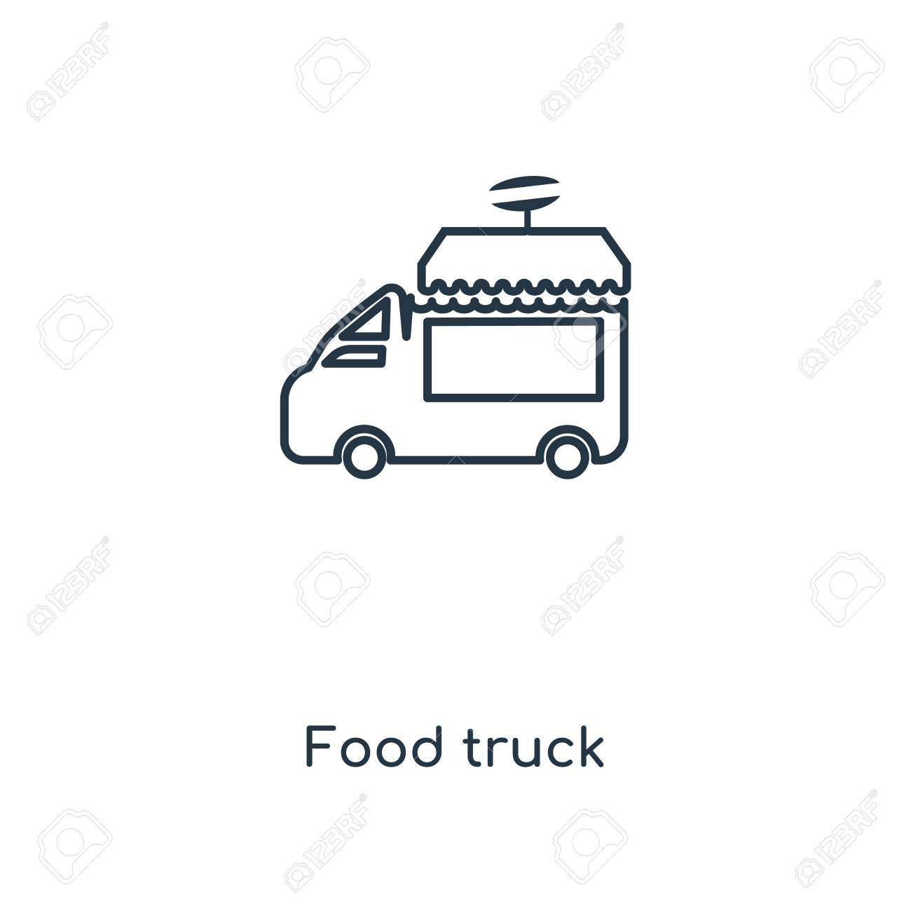 Food Truck Concept Line Icon Linear Food Truck Concept Outline