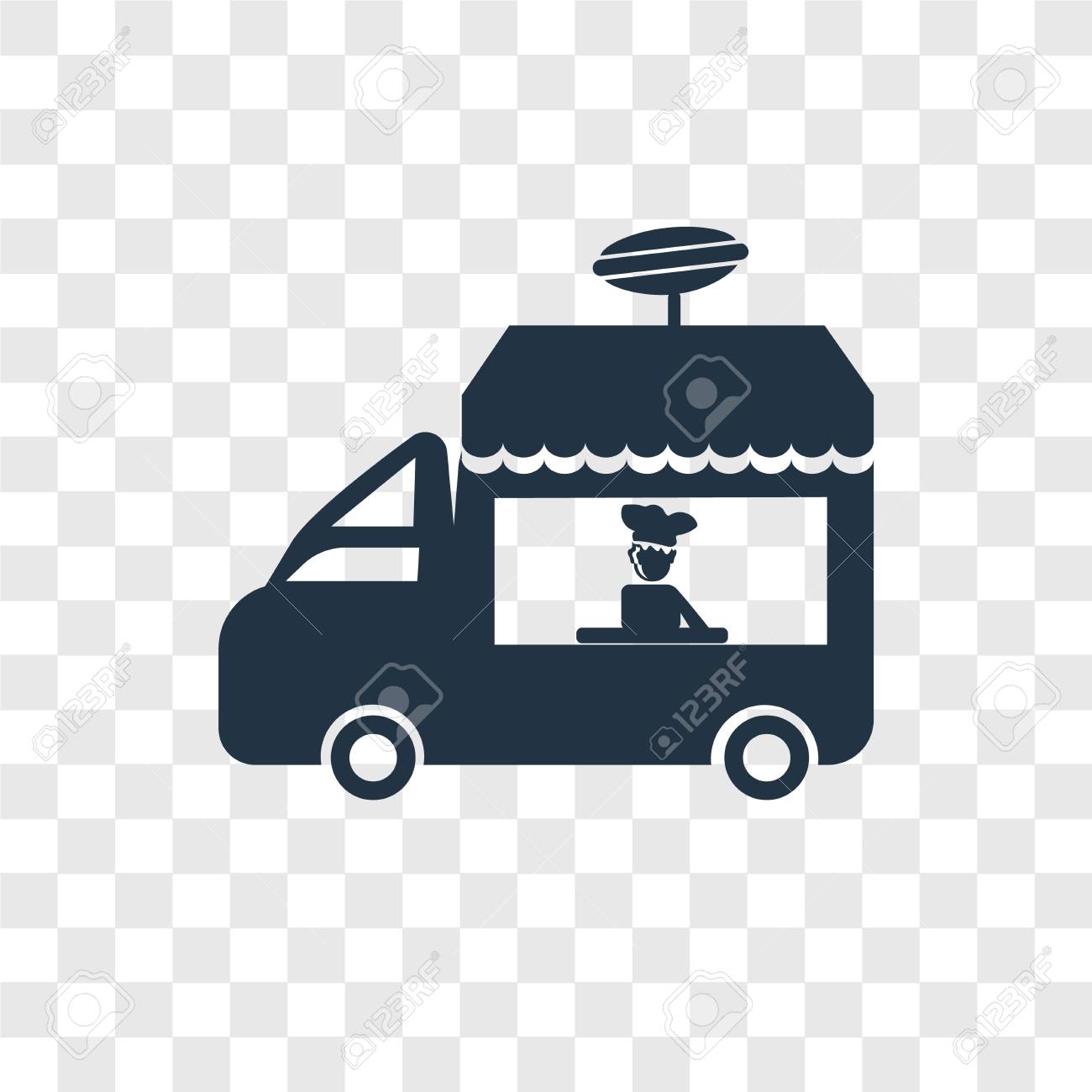 Food Truck Vector Icon Isolated On Transparent Background Food