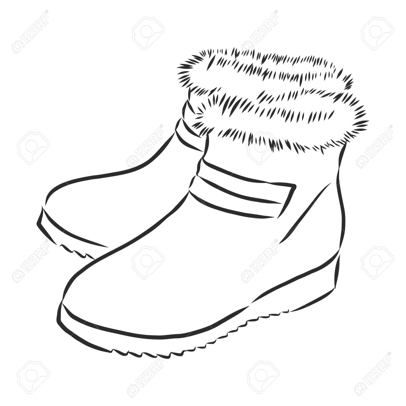 Men S Winter Boots Winter Shoes Vector Sketch Illustration Royalty Free Cliparts Vectors And Stock Illustration Image