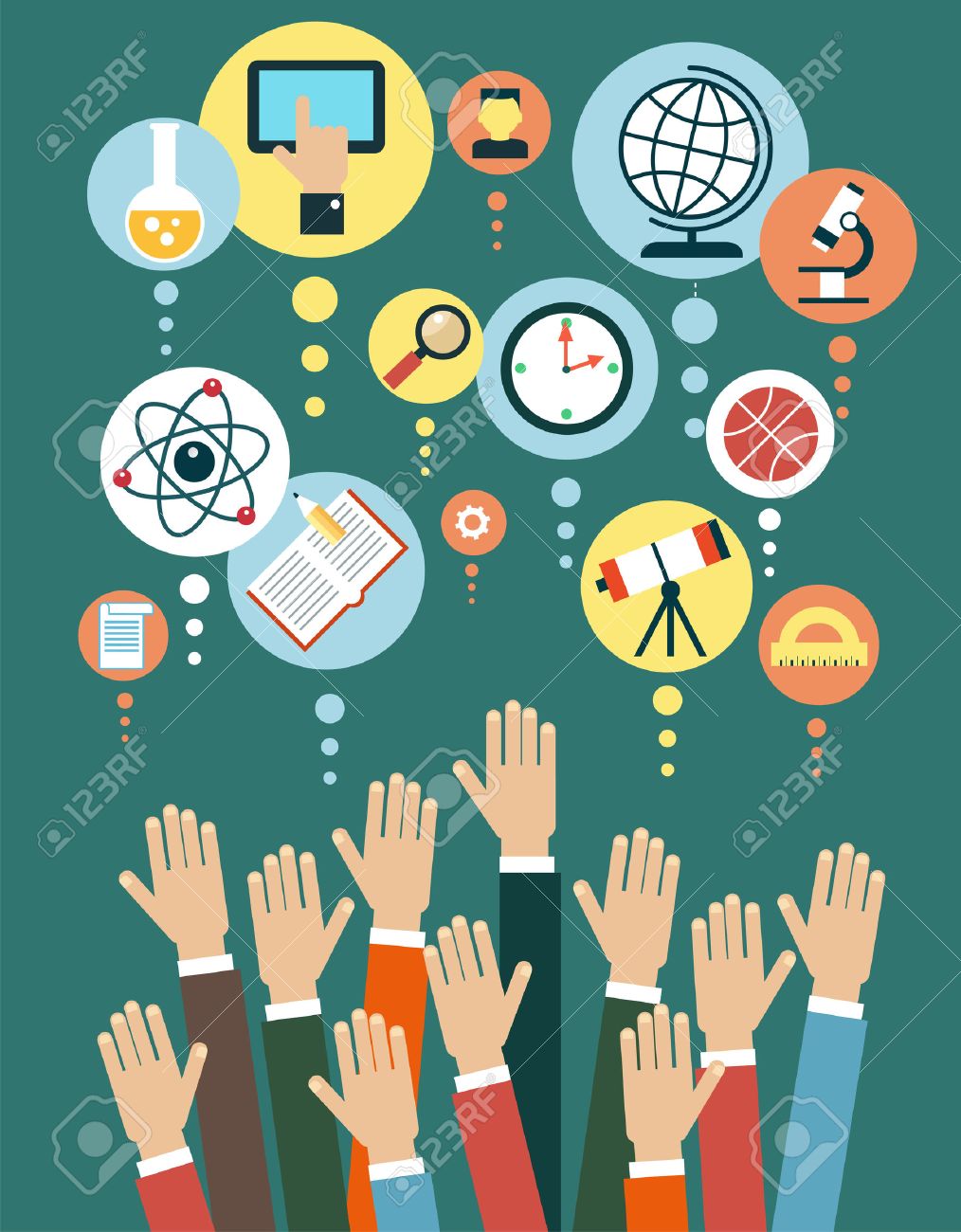 Modern vector illustration concept. Iinfographics background education. Human hand and icons of education. - 46874156 Modern vector illustration concept. Iinfographics background education. Human hand and icons of education. - 46874156