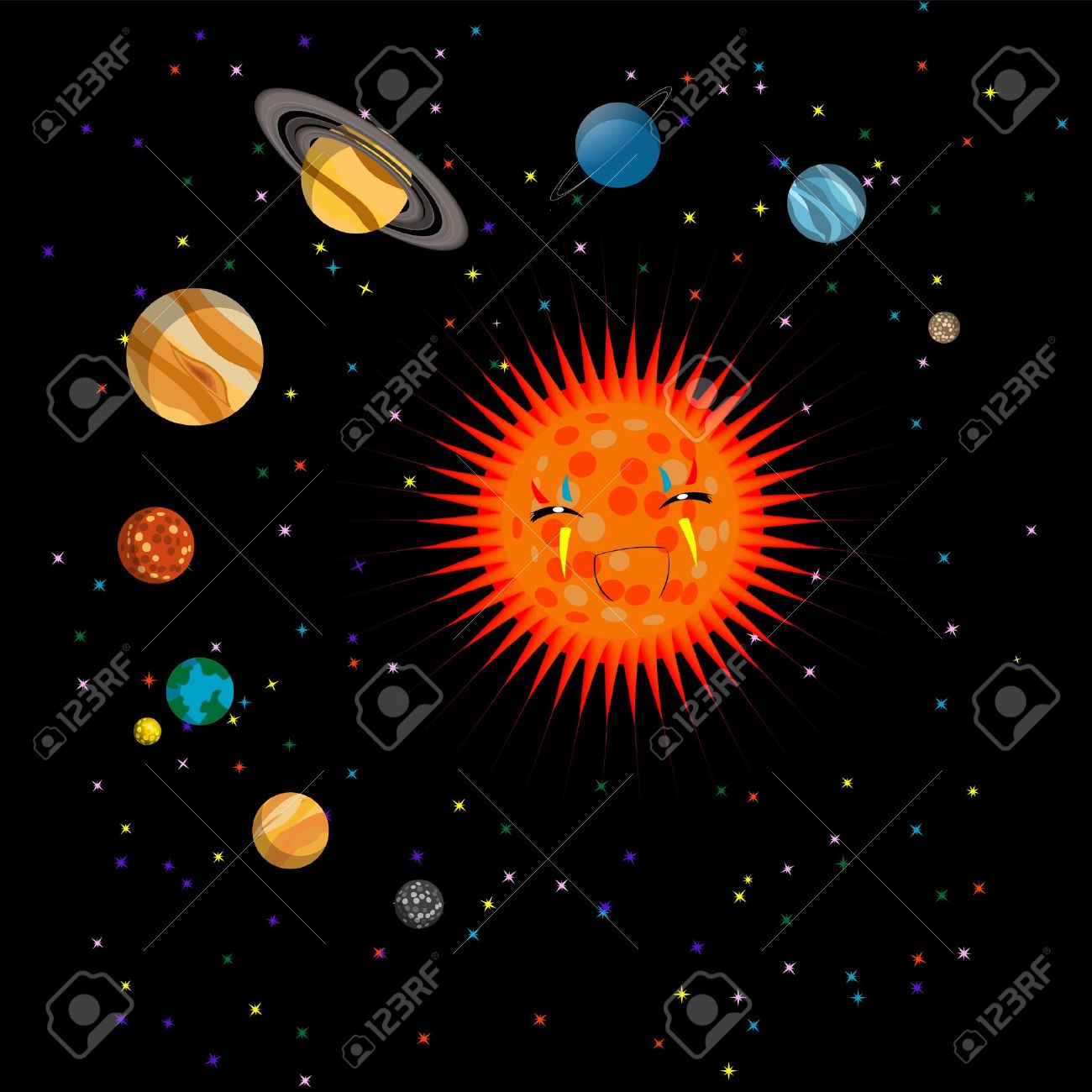 黒の上の太陽光発電システムかわいいイラスト の写真素材 画像素材 Image