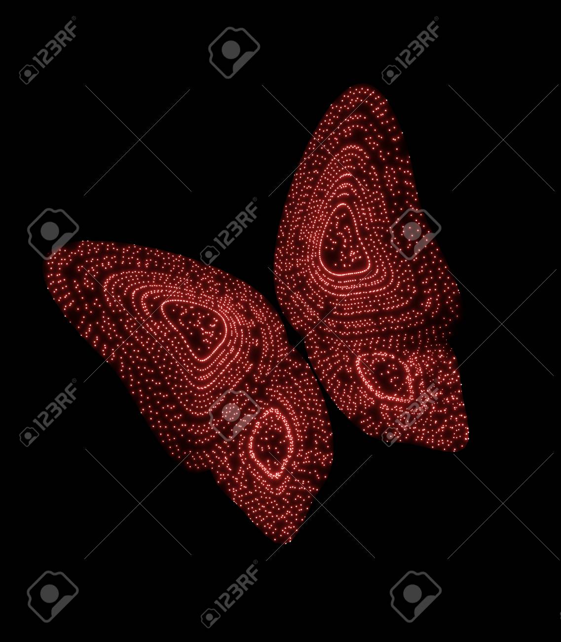 Download Glowing Red Butterfly With Wings Of Particles On Black Background Stock Photo Picture And Royalty Free Image Image 122225672