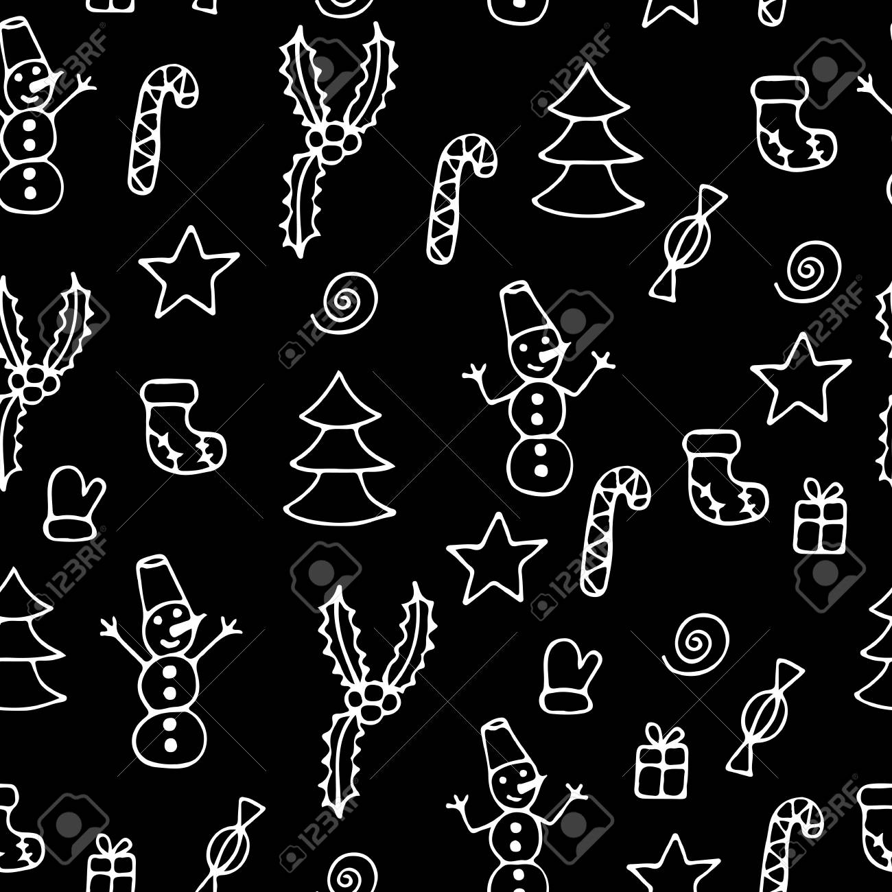 Senza Soluzione Di Continuità Con Pupazzo Di Neve Stelle Caramelle E Altri Elementi Invernali Può Essere Utilizzato Per La Stampa Su Tessuto Per