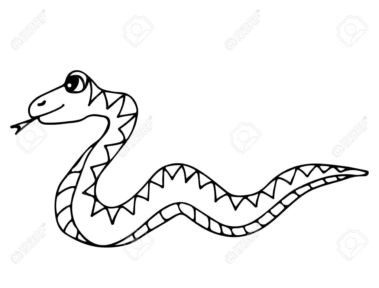Serpent Mignon Isole Sur Le Fond Blanc Pour Le Livre A Colorier Et Autre Conception De L Enfant Clip Art Libres De Droits Vecteurs Et Illustration Image