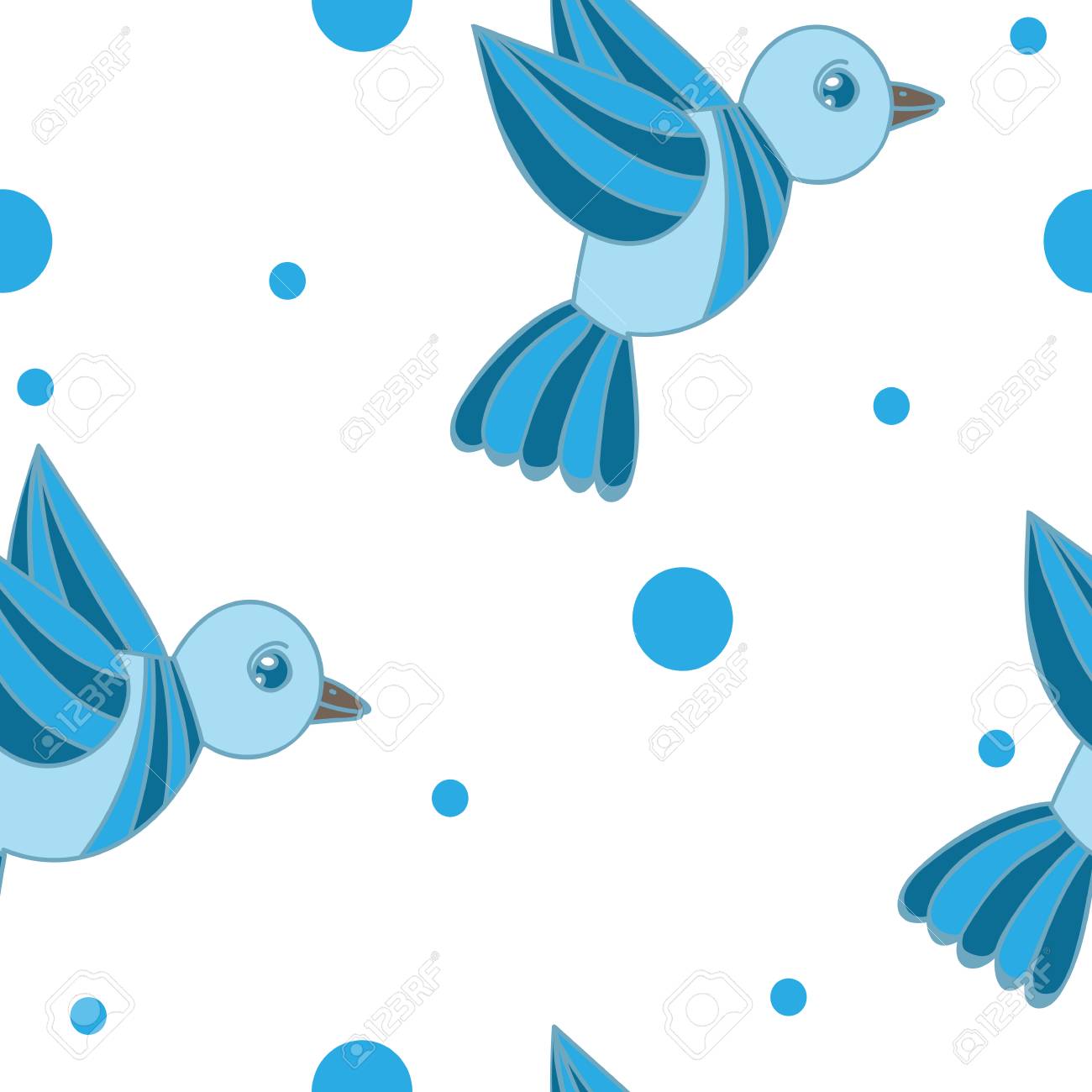 Modèle Sans Couture Avec Oiseau Bleu Isolé Sur Fond Blanc Modèle Sans Couture De Vecteur Avec Oiseau