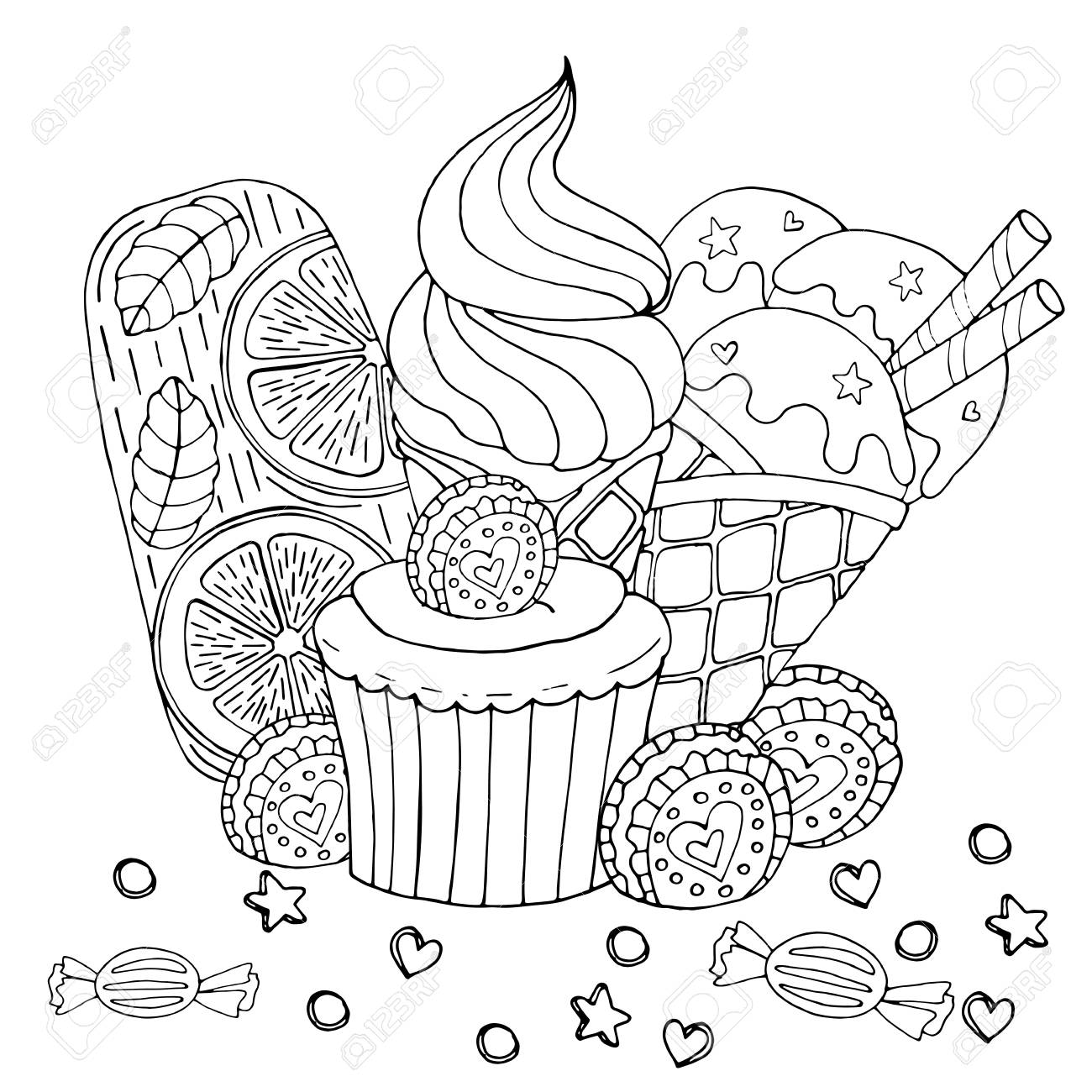 50 Coloriages Variés De Sucrerie, Gâteaux De Noël, Boisson