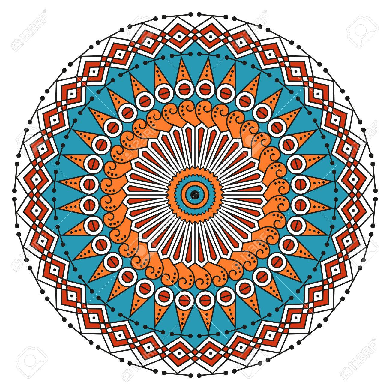 Colorful Round Ethnic Pattern. Element For Design Royalty Free SVG,  Cliparts, Vectors, and Stock Illustration. Image 72762701., image size:1300x1300