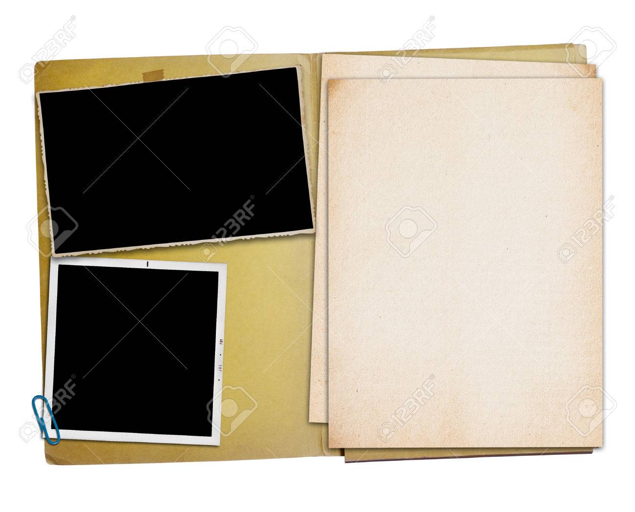 Open Vintage Folder With Two Old Photographs Stock Photo Picture And Royalty Free Image Image