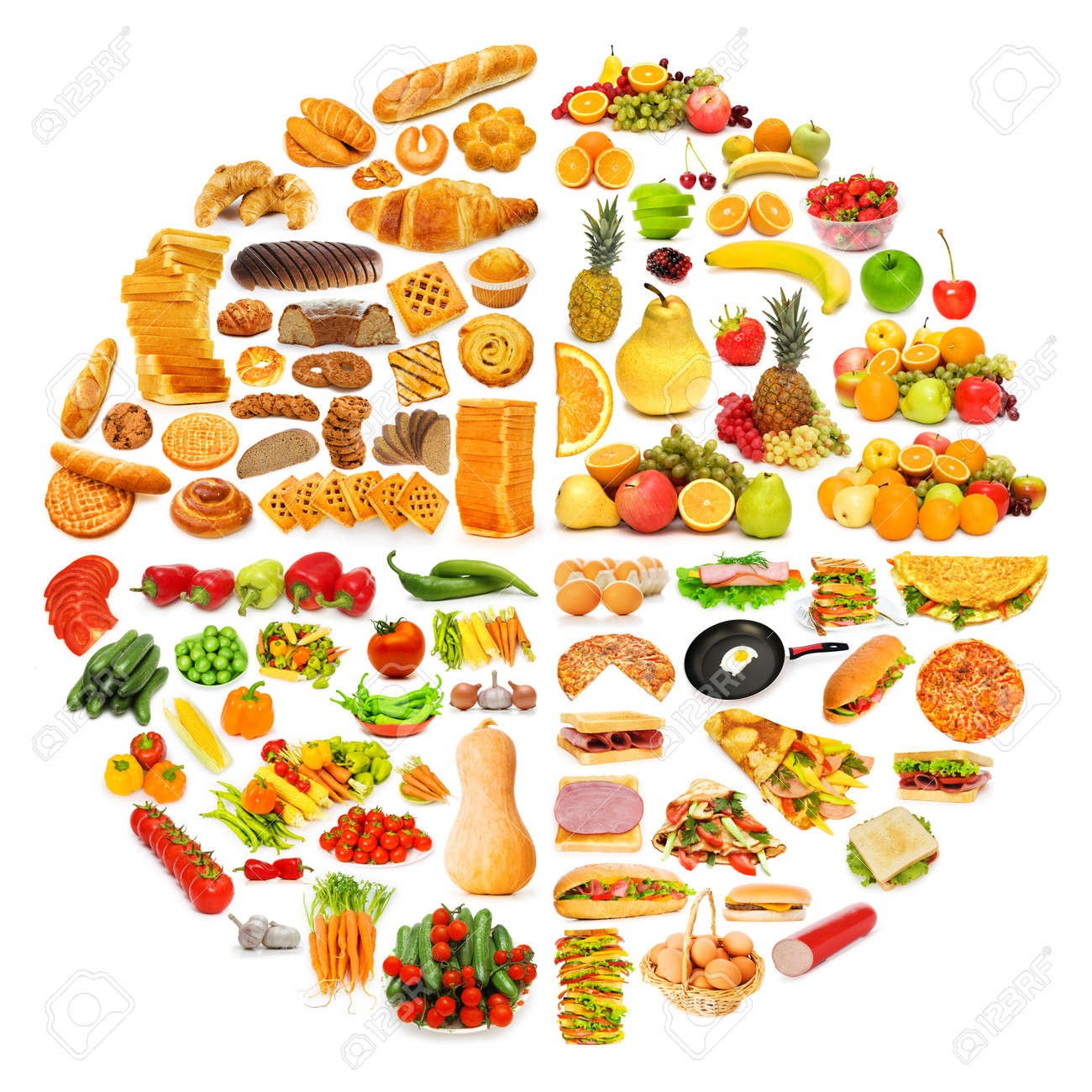Circle With Lots Of Food Items Stock Photo, Picture And Royalty ...