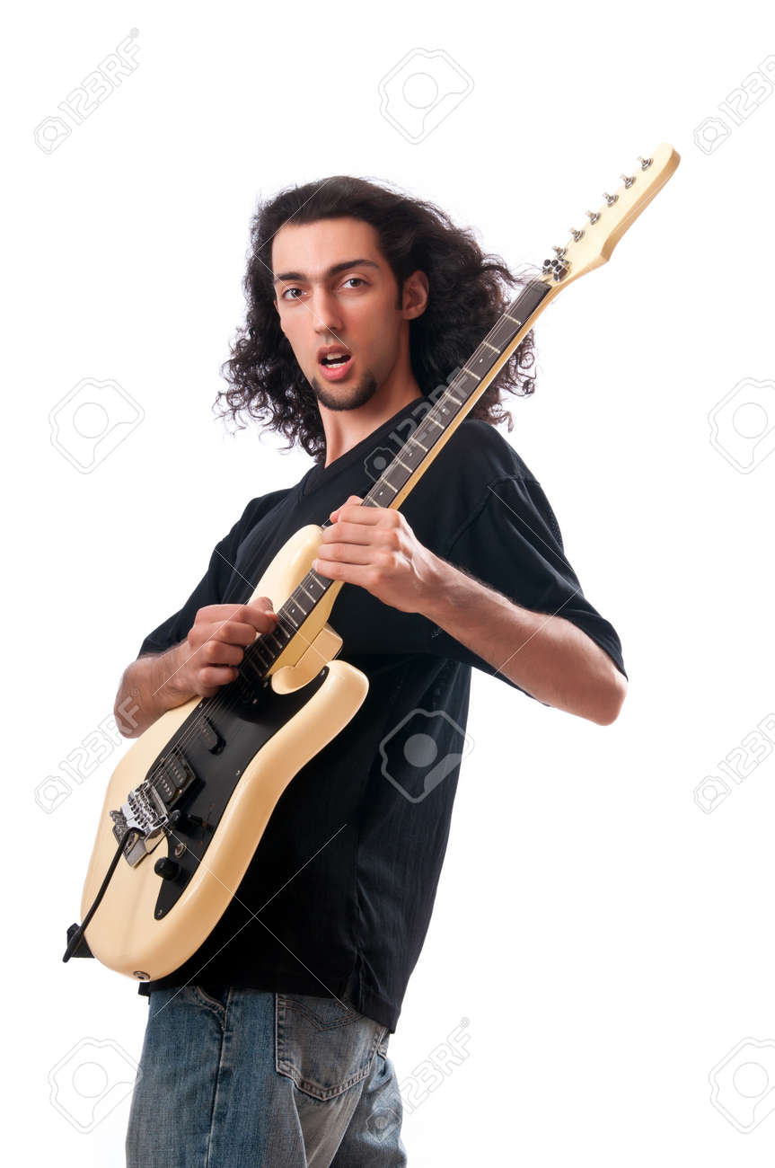 guitar player isolated on