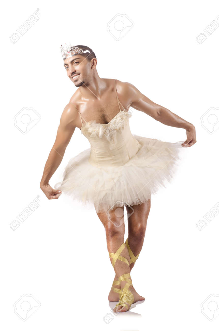 L'homme Dans Le Ballet Tutu Isolé Sur Blanc Banque D'images Et Photos  Libres De Droits. Image 18037279.