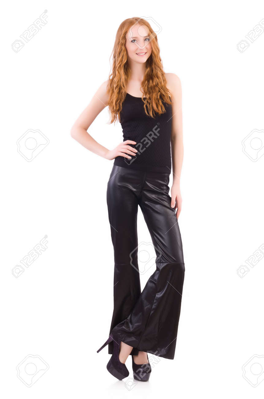 black bell bottom slacks