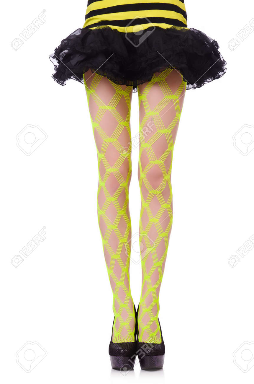 yellow fishnets tights