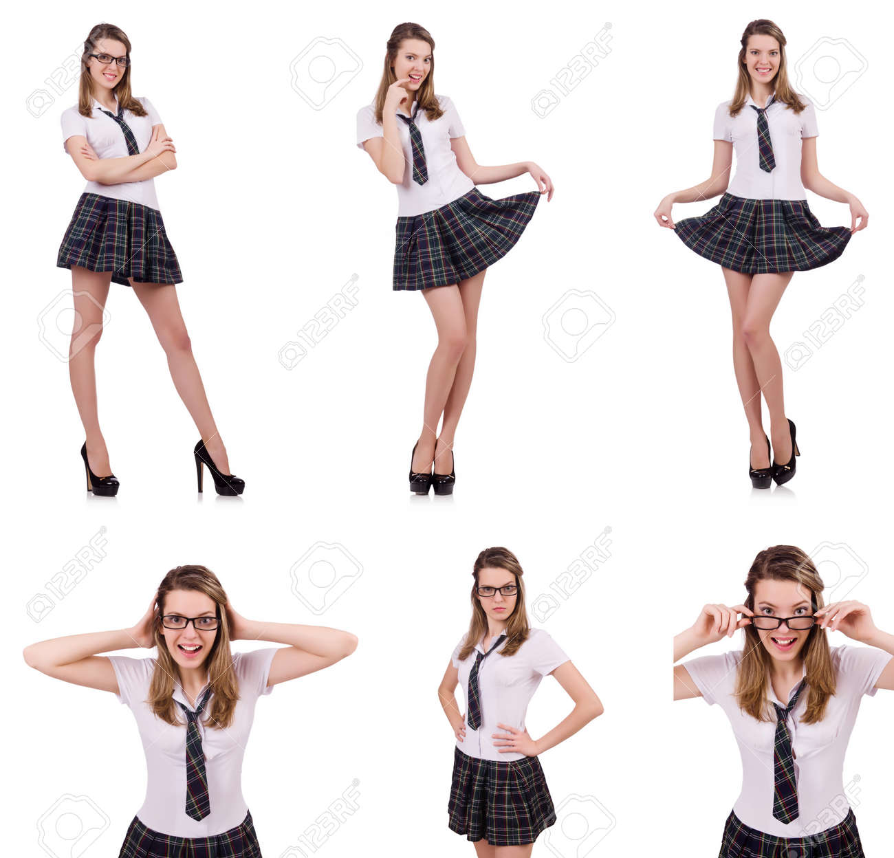エッチな学生の若い女性白で隔離の写真素材・画像素材 Image 73735052