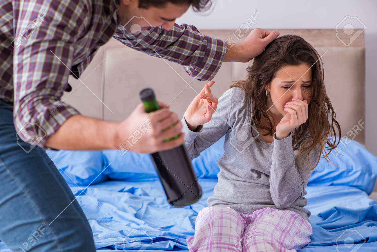 Domestic Violence Concept In A Family Argument With Drunk Alcoho ...