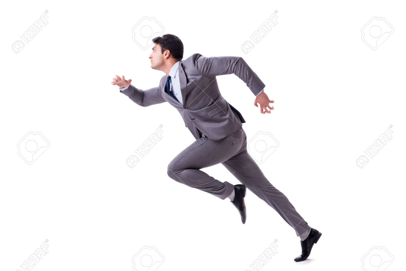 Young businessman running forward isolated on white - 90799618 Young businessman running forward isolated on white - 90799618