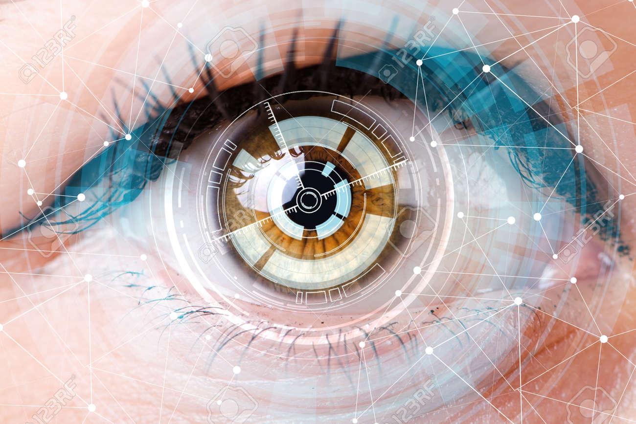 Concept of sensor implanted into human eye - 115448363 Concept of sensor implanted into human eye - 115448363