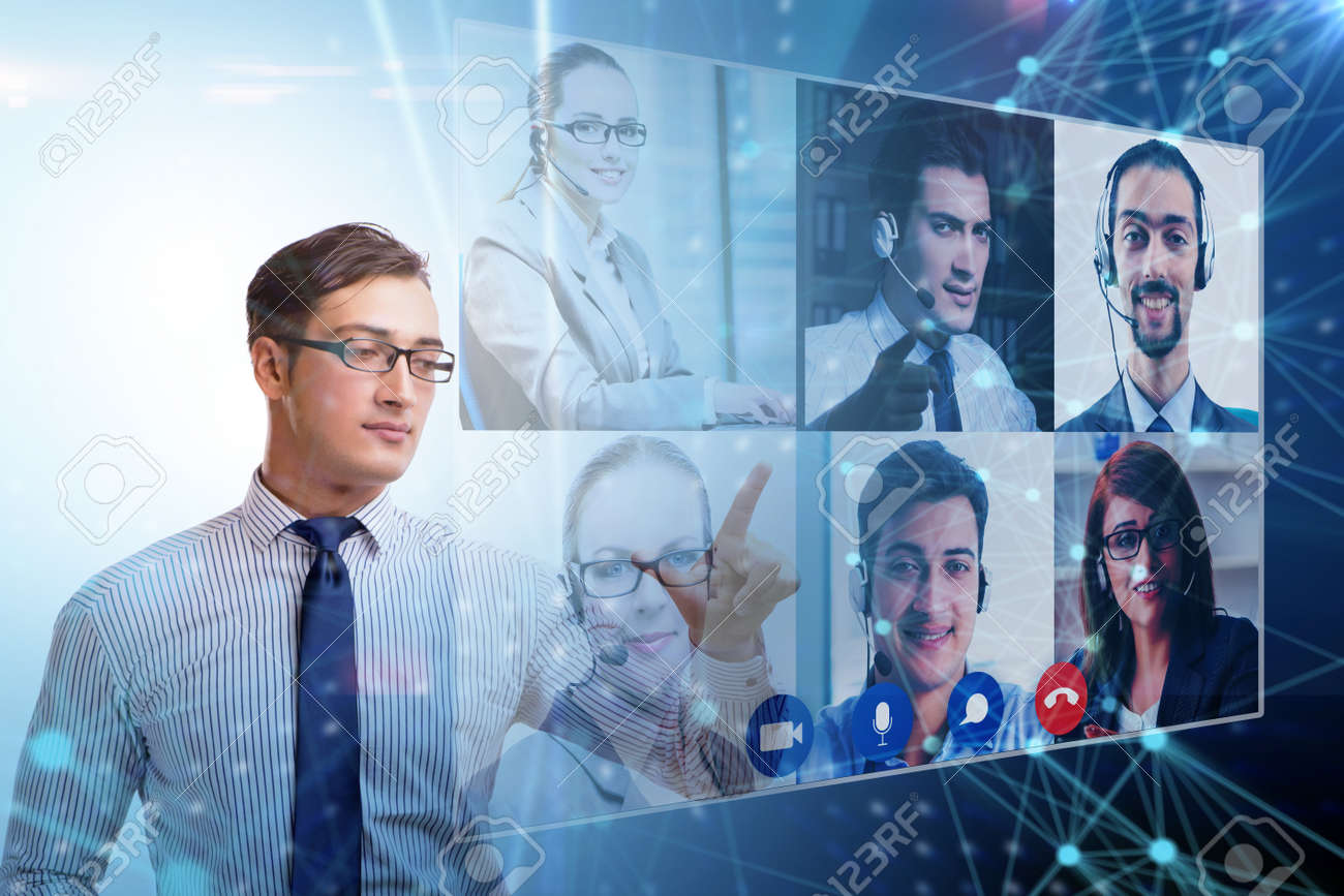 Concept of remote video conferencing during pandemic - 155186387 Concept of remote video conferencing during pandemic - 155186387