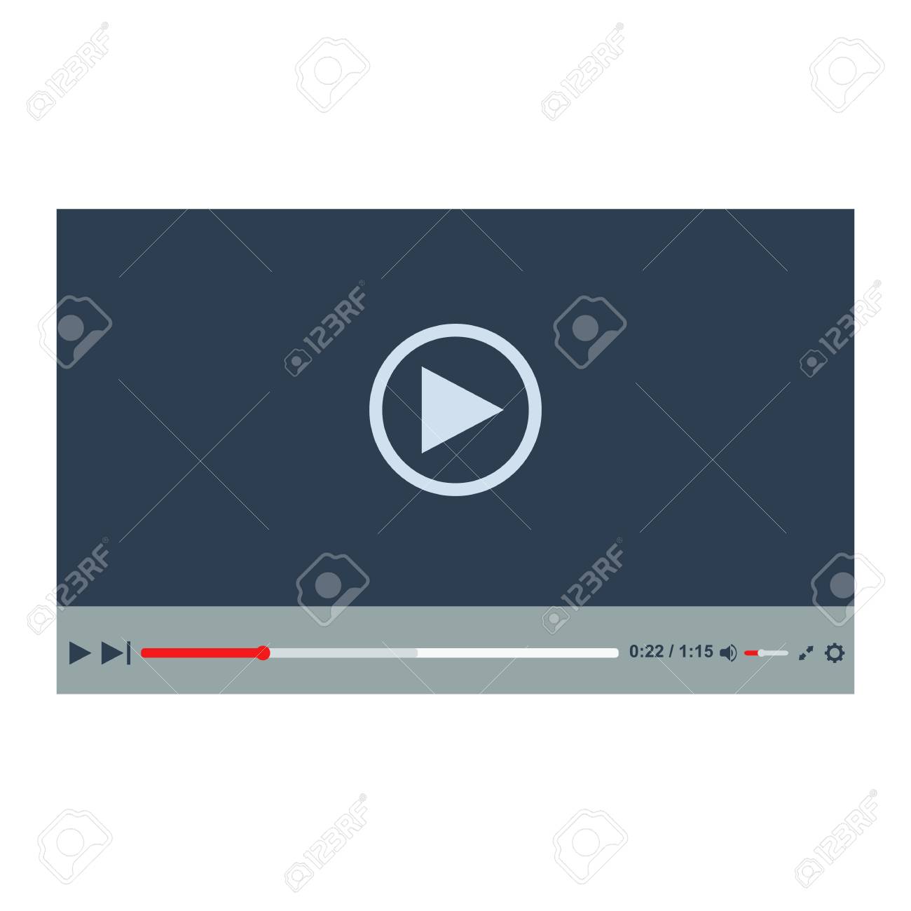 Video Player In A Flat Style. Video Player For The Web. Vector Template Of  Video And Audio Player. Design Media Player. New Media Player Interface. Vector  Video Player. Skin Video Player. Royalty, image size:1300x1300