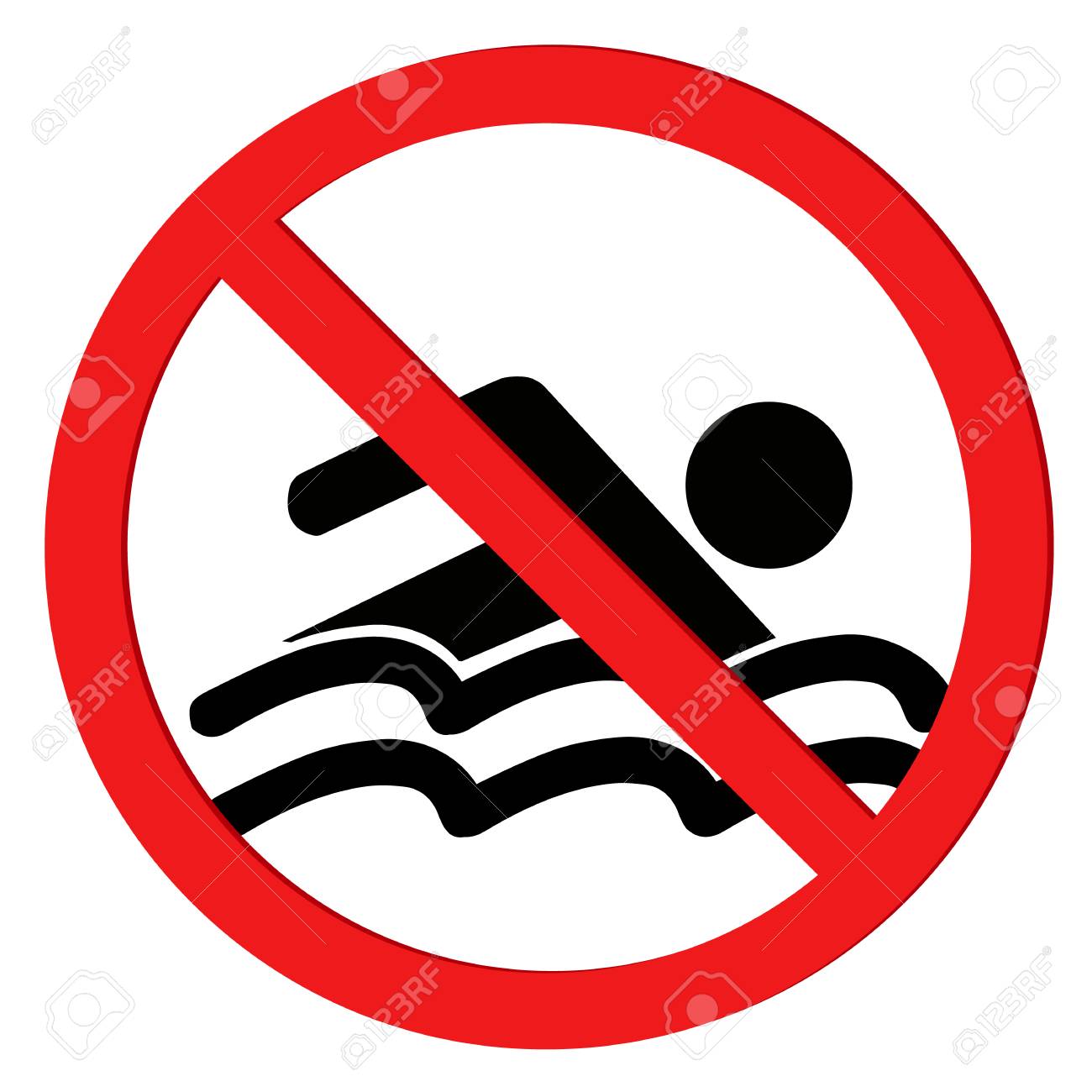 No swimming sign on white background, vector illustration. - 98517136 No swimming sign on white background, vector illustration. - 98517136