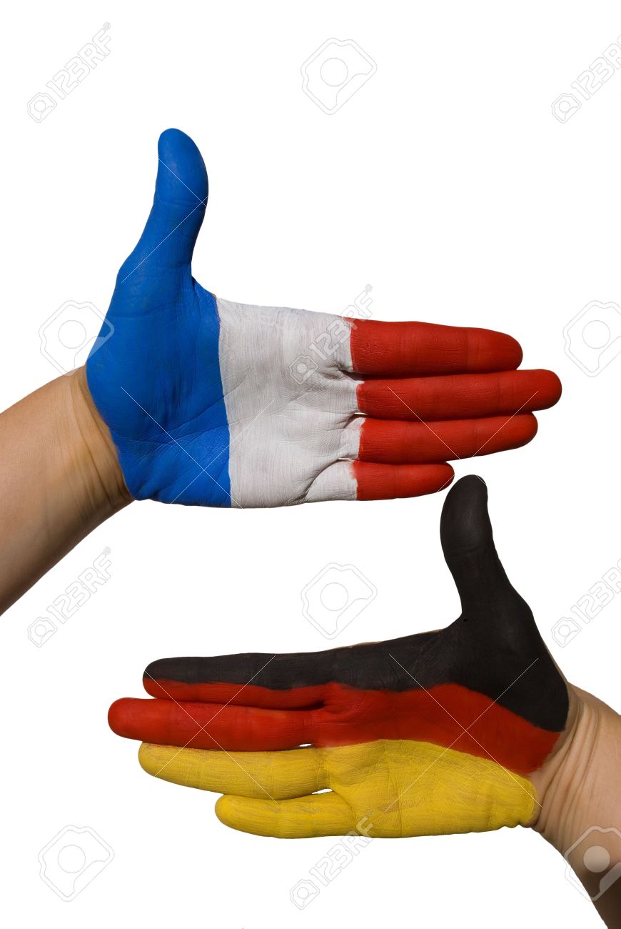 Two Painted Hands With The German And The French Flag Stock Photo Picture And Royalty Free Image Image