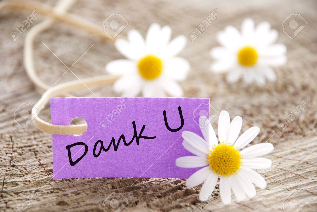 A Purple Label With The Dutch Word Dank U Which Means Thanks Stock Photo Picture And Royalty Free Image Image 2167