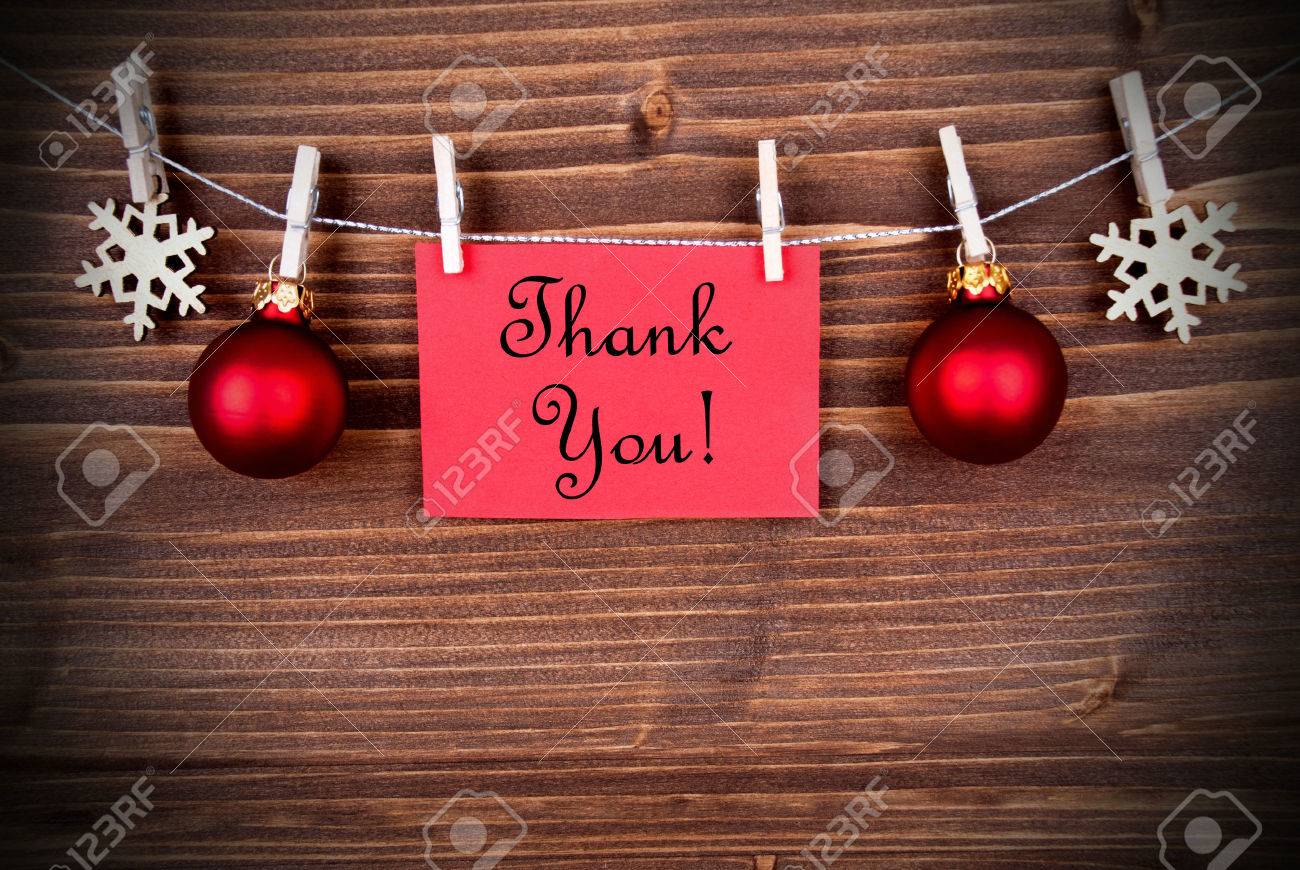 クリスマスまたは冬の背景ライン上の言葉ありがとう赤ラベル の写真素材 画像素材 Image