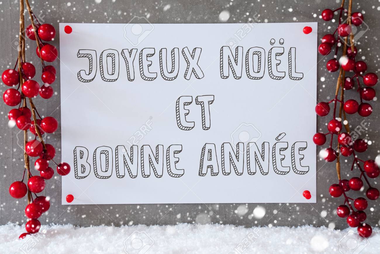 Label With French Text Joyeux Noel Et Bonne Annee Means Merry Stock Photo Picture And Royalty Free Image Image