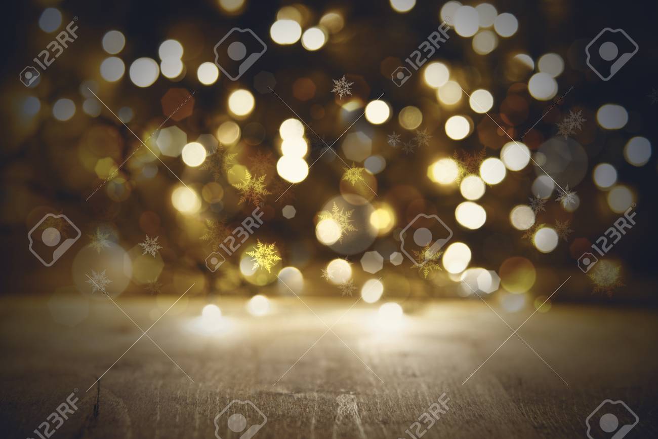 Golden Christmas Lights Background Party Or Disco Texture With Wood Stock Photo Picture And Royalty Free Image Image 86940703
