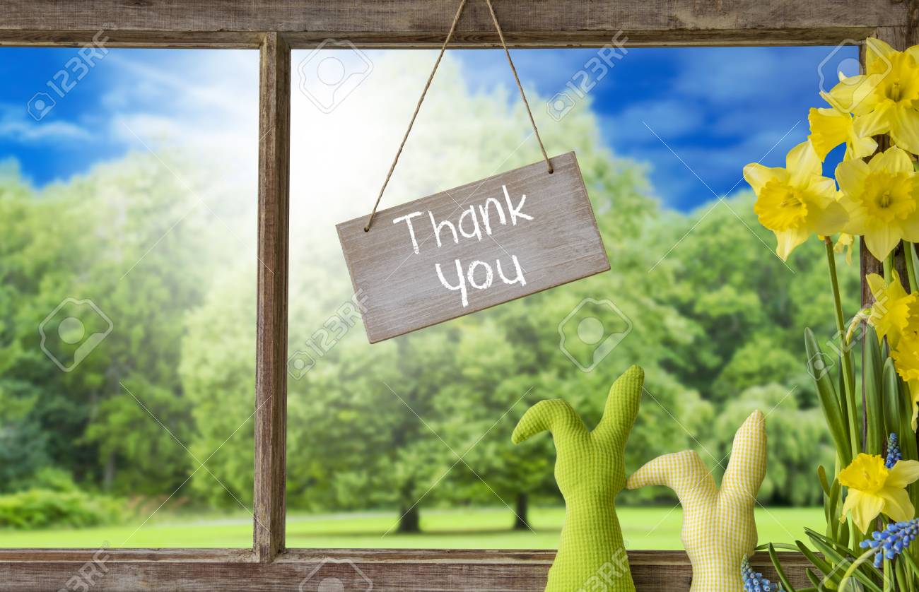 window easter bunny thank you stock photo picture and royalty thank you easter bunny