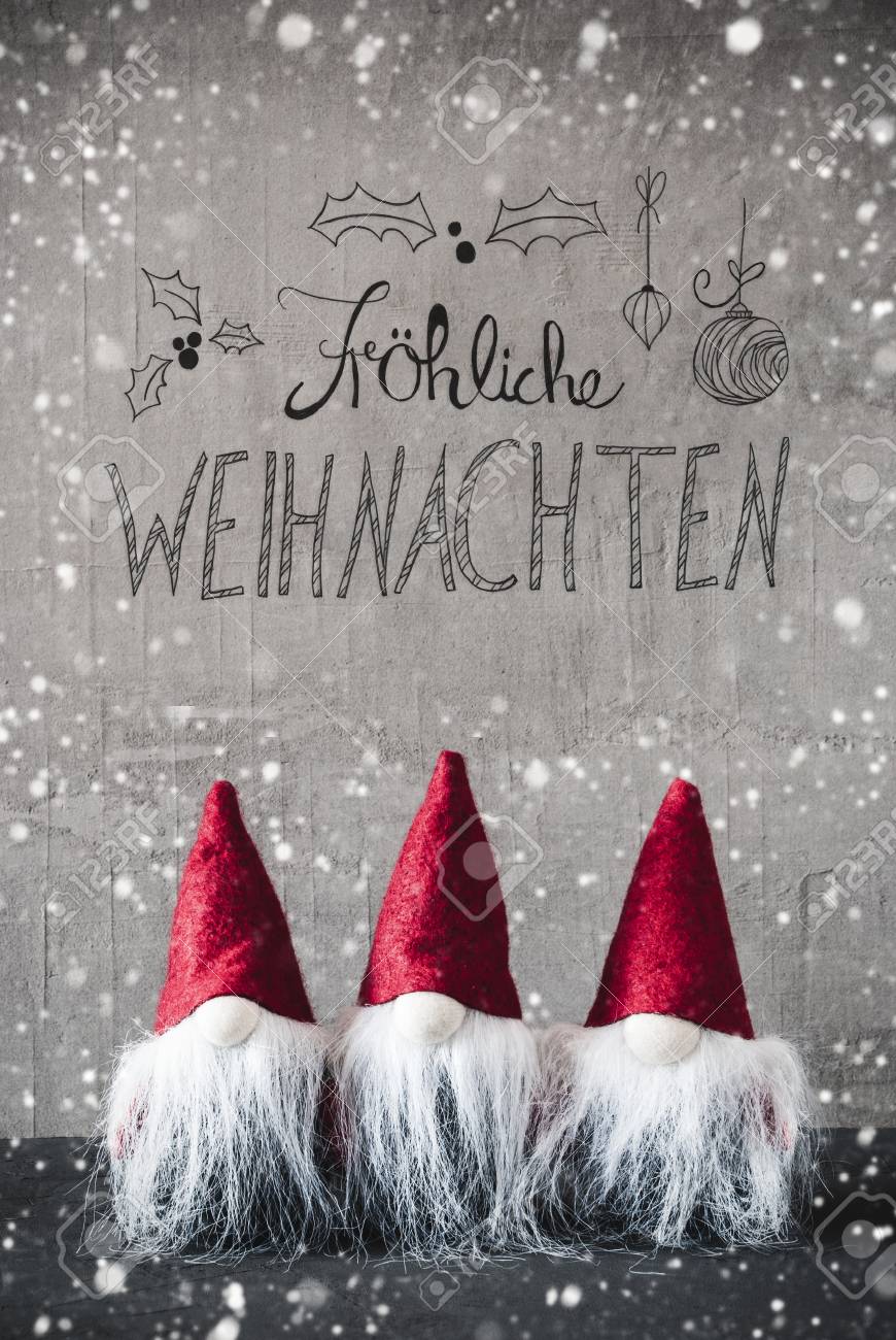 Gnomes Snowflakes Calligraphy Froehliche Weihnachten Means Merry Christmas Stock Photo Picture And Royalty Free Image Image 110493305