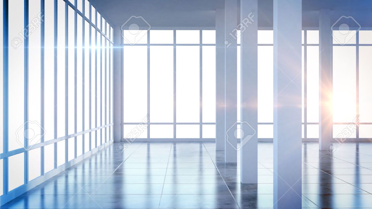 Render Modern Empty Interior Office Room With Large Windows Stock ... Render Modern Empty Interior Office Room With Large Windows Stock ...