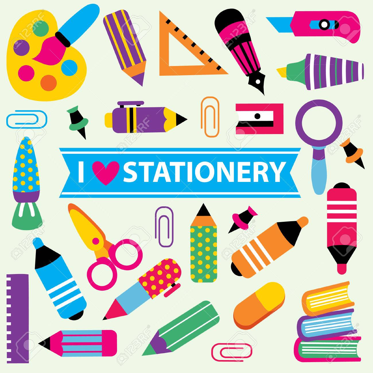 Stationery Clip Art Set Royalty Free Cliparts Vectors And Stock Illustration Image 44098791