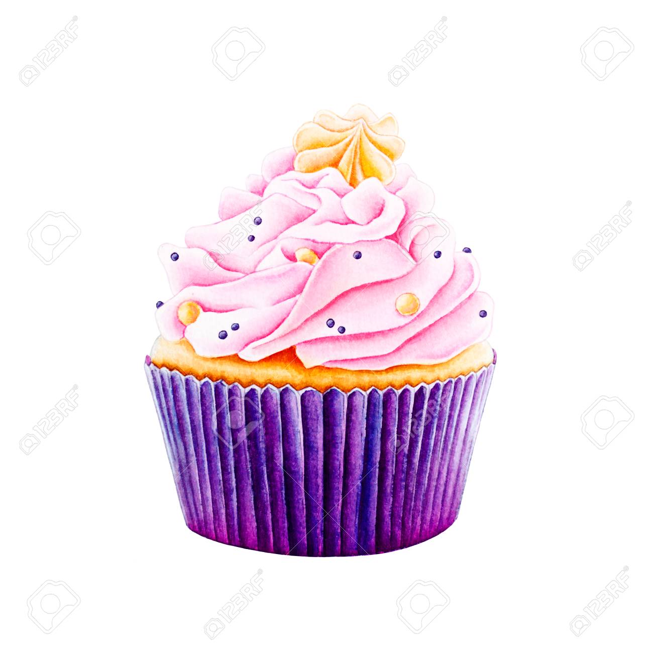 Watercolor Illustration Cupcake Can Be Used In Your Confectionery