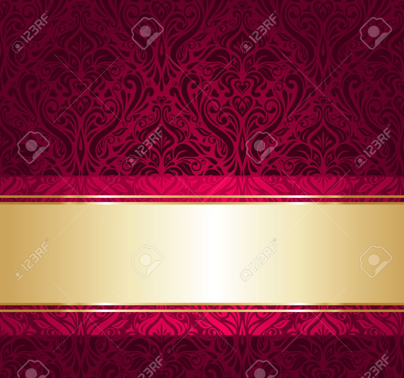 赤と金の豪華なビンテージ壁紙 のイラスト素材 ベクタ Image