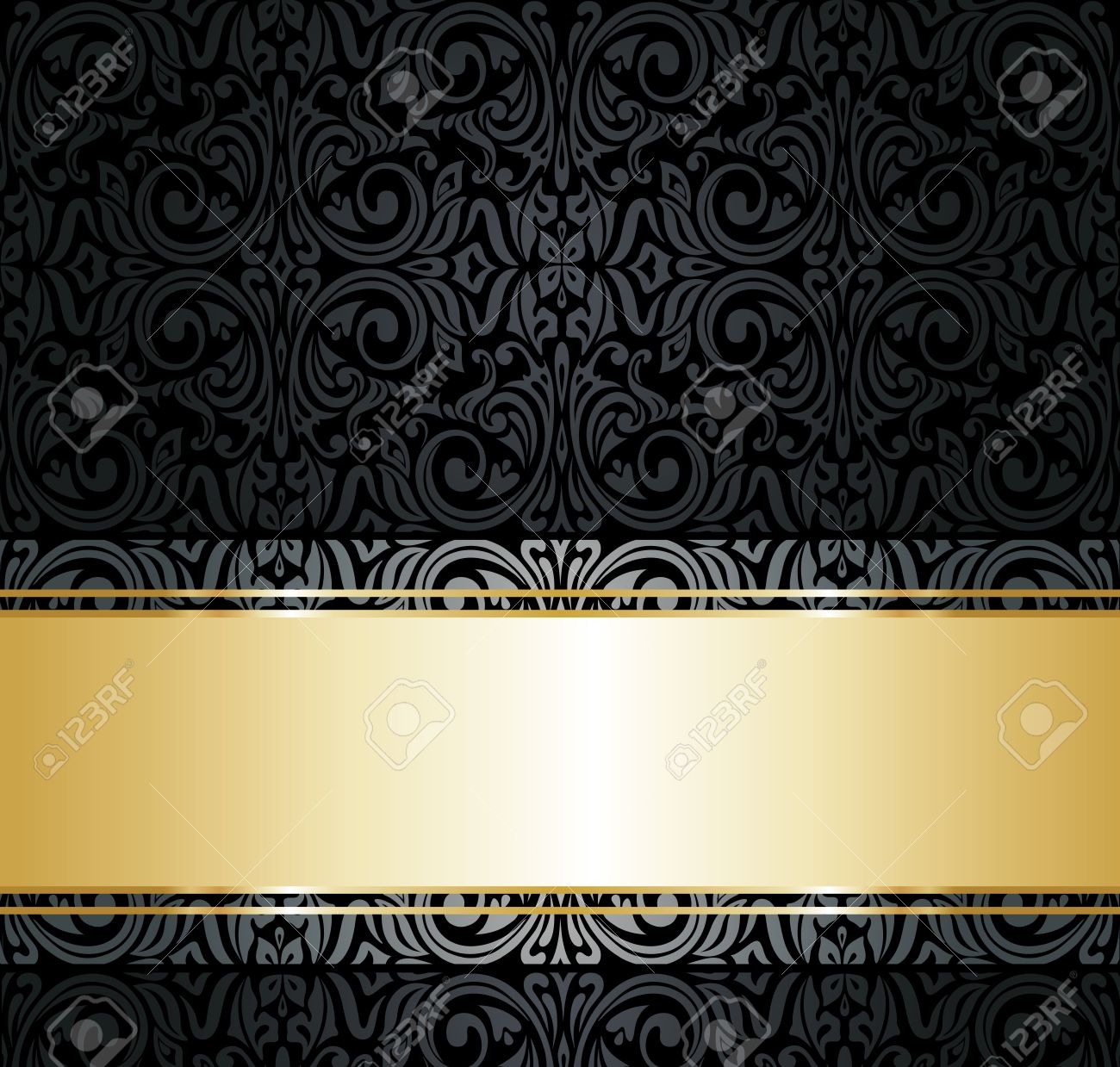 黒とゴールドのビンテージ壁紙のイラスト素材 ベクタ Image