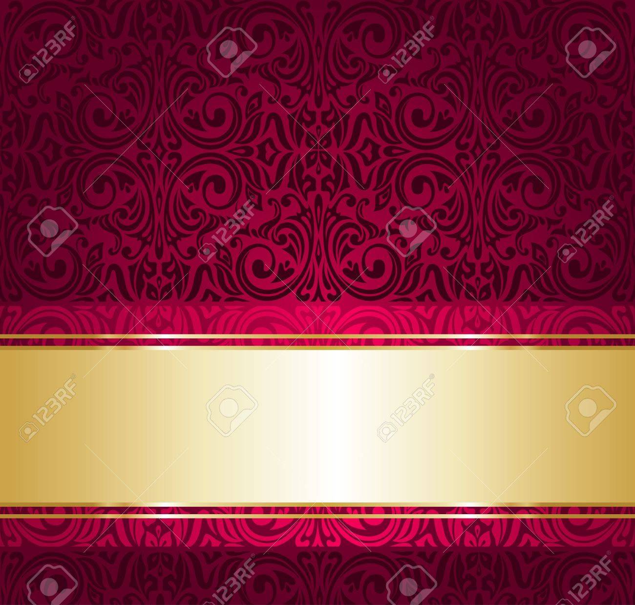 赤と金の豪華なビンテージ壁紙 のイラスト素材 ベクタ Image