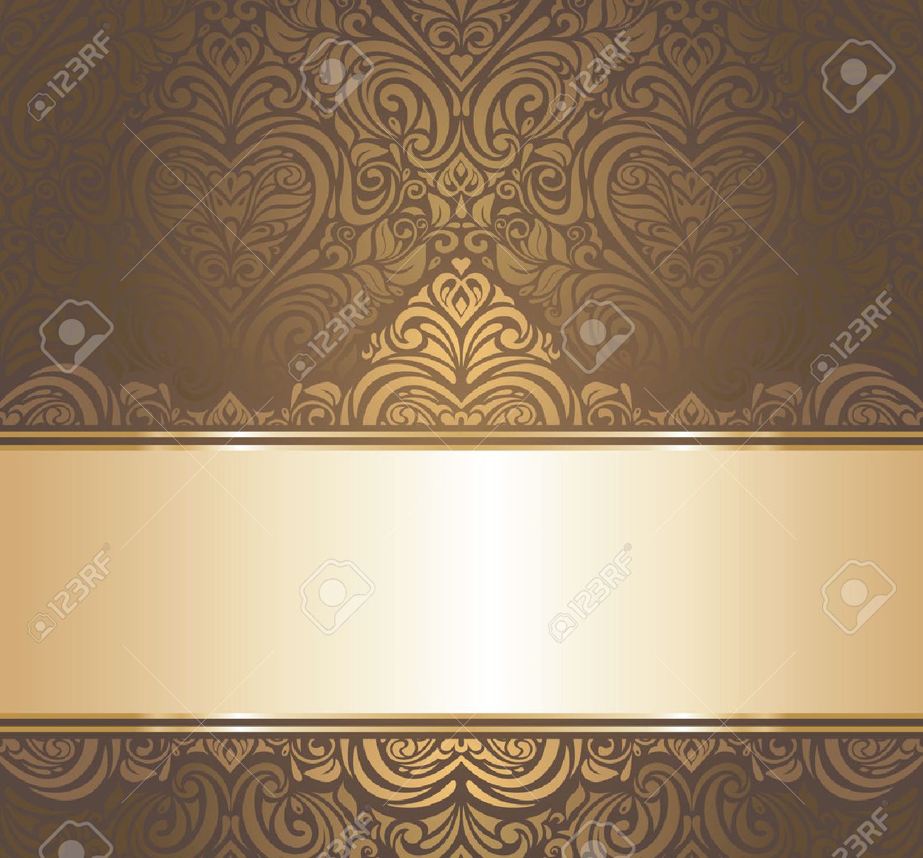 Brown Gold Vintage Wallpaper Design Royalty Free Cliparts Vectors And Stock Illustration Image