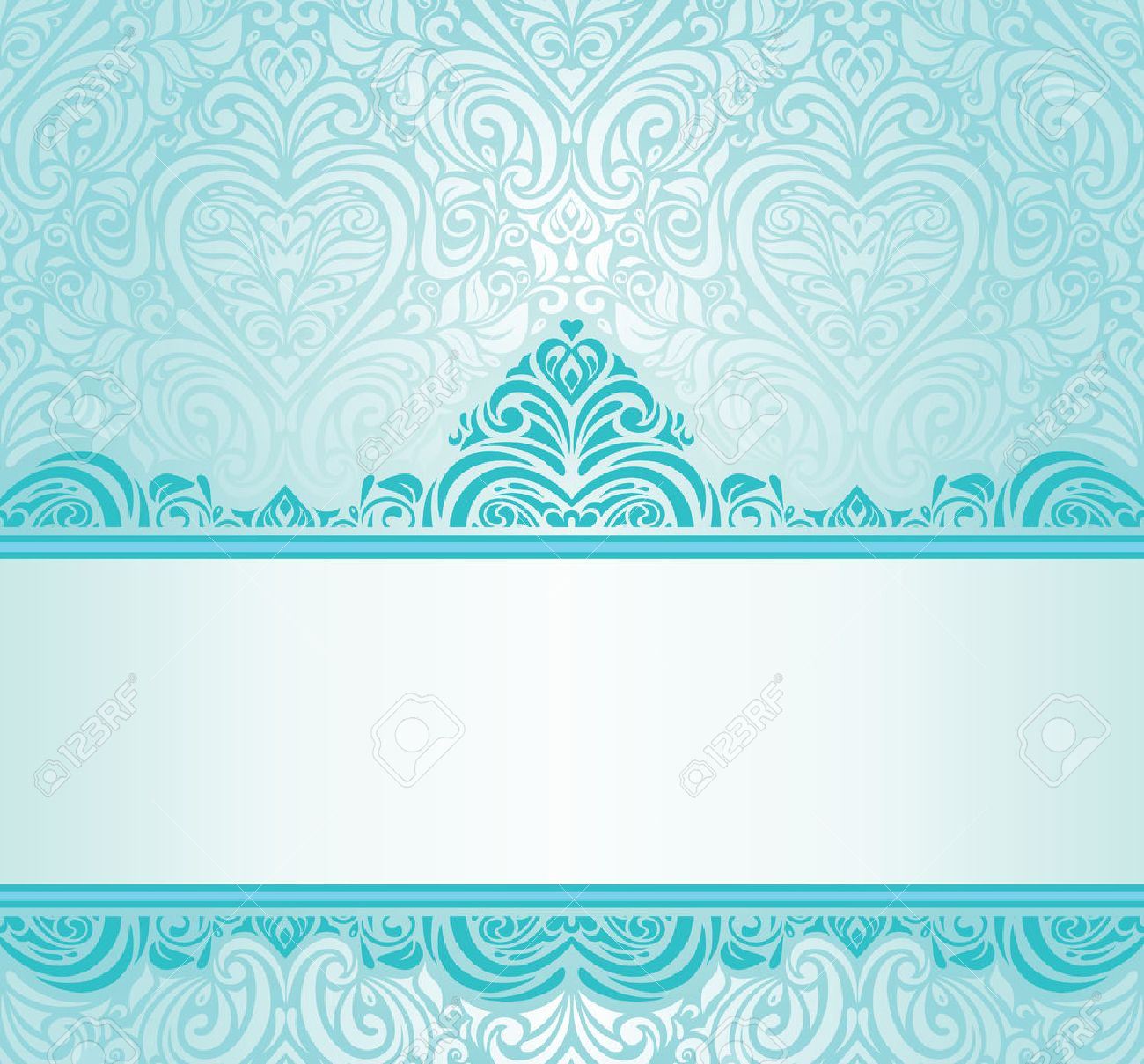 wedding vintage turquoise invitation design with blue green turquoise background design